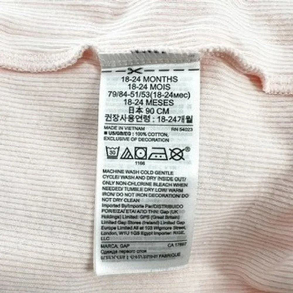 Baby Girl Gap Pink Ribbed Flutter Sleeve‎ Snap Bottom Bodysuit 18-24 Months